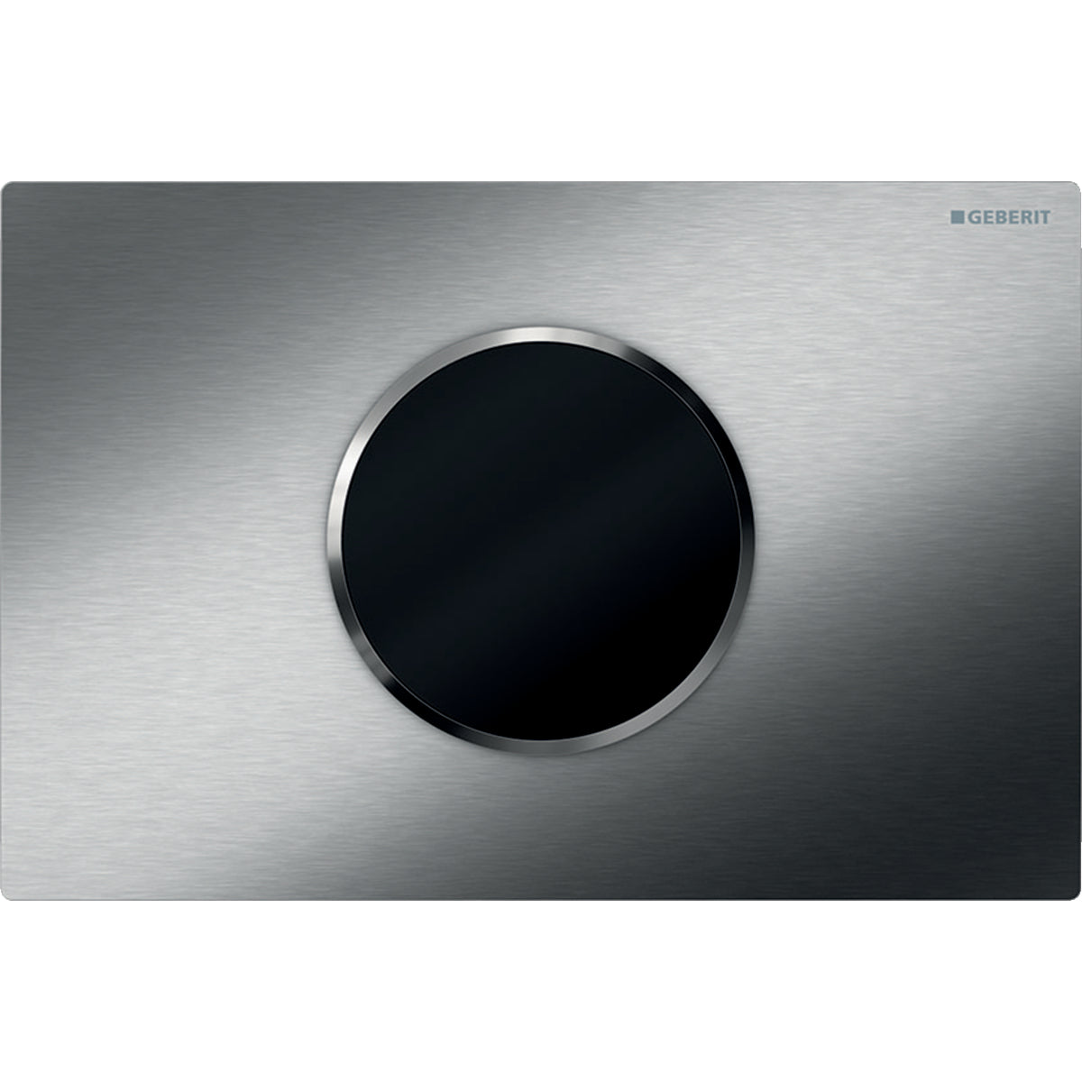 Geberit 115.908.SN.1- Geberit WC flush control with electronic flush actuation, battery operation, dual flush, actuator plate Sigma10, automatic/touchless: brushed, polished - FaucetExpress.ca