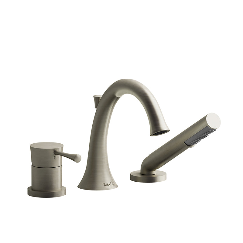 Riobel ED10BN- 3-piece deck-mount tub filler with hand shower | FaucetExpress.ca