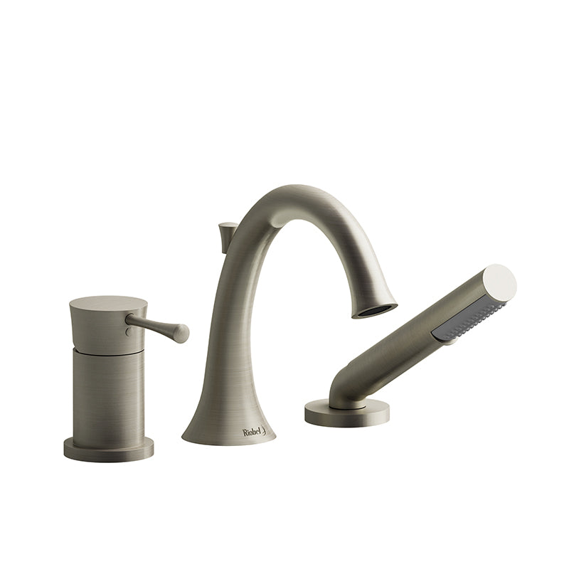 Riobel ED16BN- 3-piece Type P (pressure balance) deck-mount tub filler with hand shower | FaucetExpress.ca