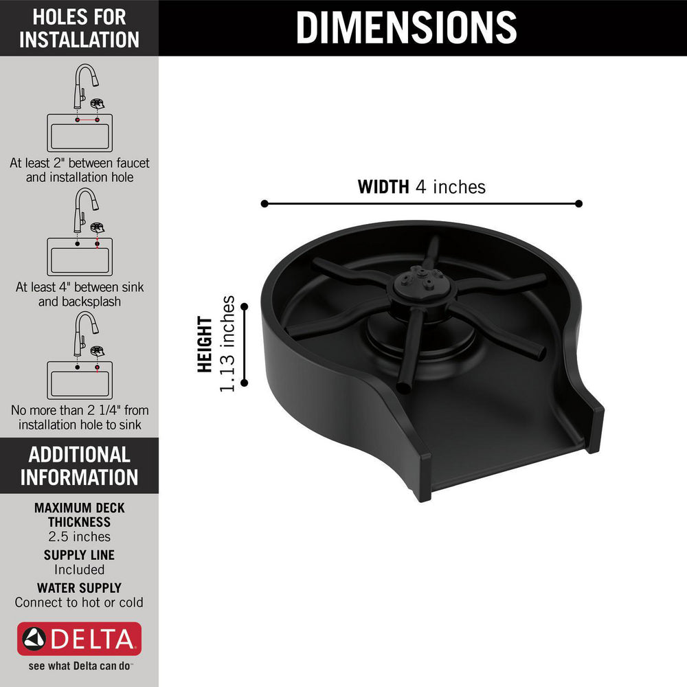 Delta GR250-BL- Metal Glass Rinser (Matte Black)