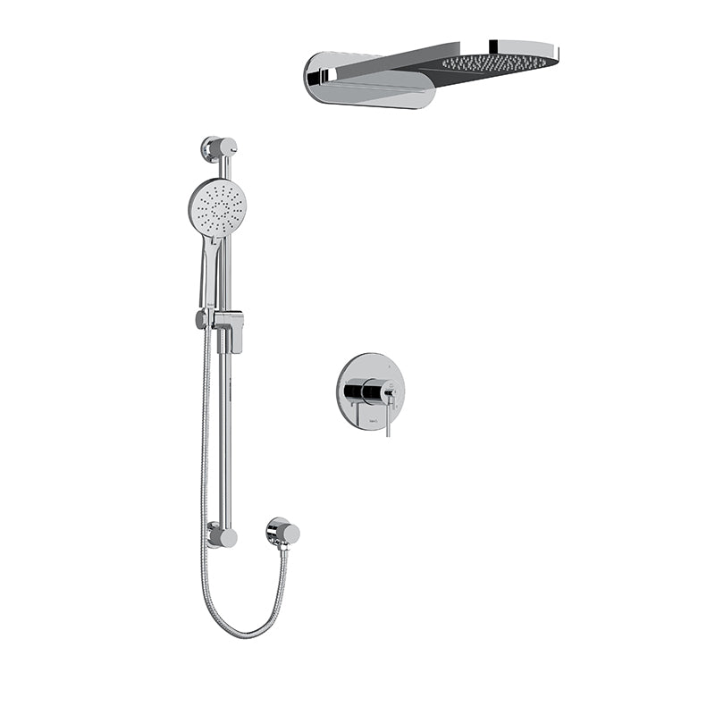 Riobel KIT#2745CSTMC- Type T/P (thermostatic/pressure balance) ½" coaxial 3-way system with hand shower rail and rain and cascade shower head | FaucetExpress.ca