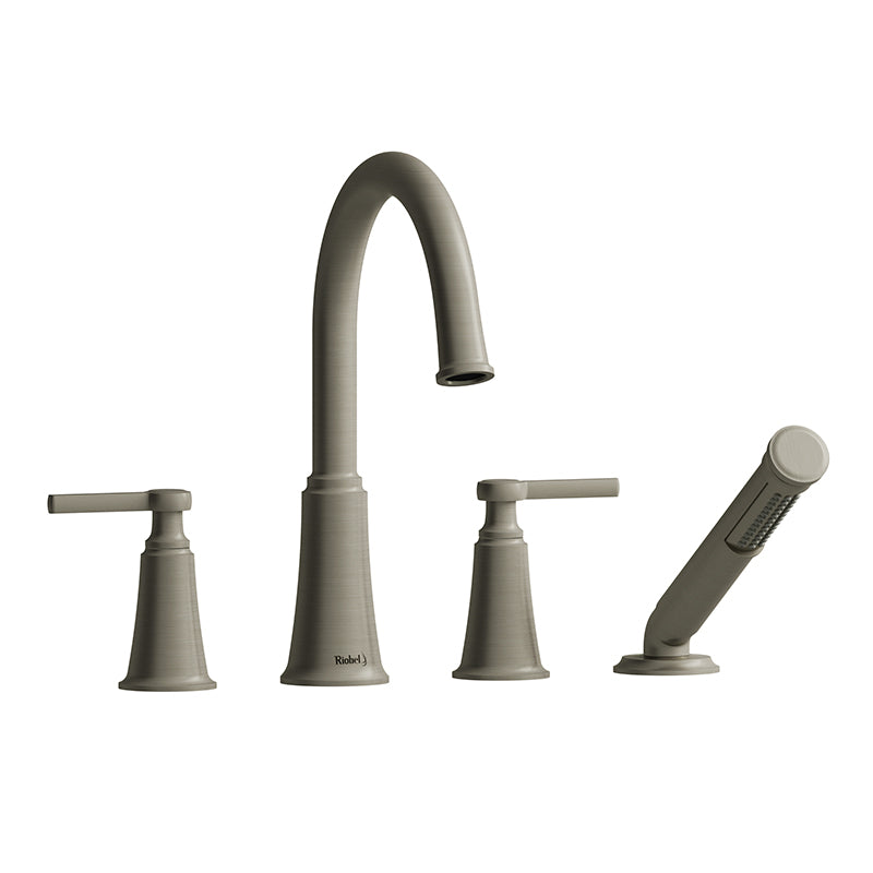 Riobel MMRD12LBN- 4-piece deck-mount tub filler with hand shower | FaucetExpress.ca