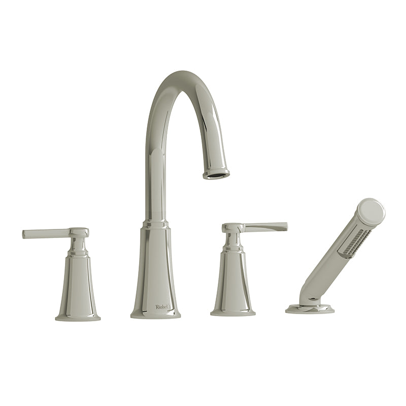 Riobel MMRD12LPN- 4-piece deck-mount tub filler with hand shower | FaucetExpress.ca