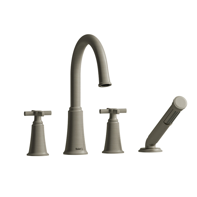 Riobel MMRD12+BN- 4-piece deck-mount tub filler with hand shower | FaucetExpress.ca