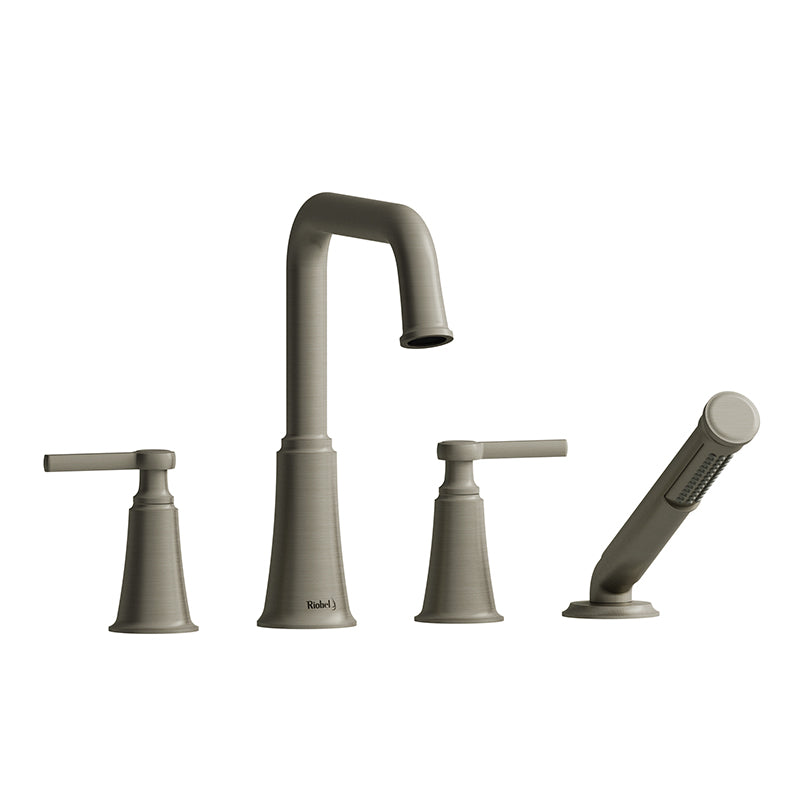 Riobel MMSQ12LBN- 4-piece deck-mount tub filler with hand shower | FaucetExpress.ca