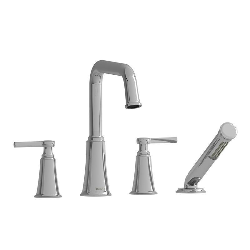 Riobel MMSQ12LC- 4-piece deck-mount tub filler with hand shower | FaucetExpress.ca