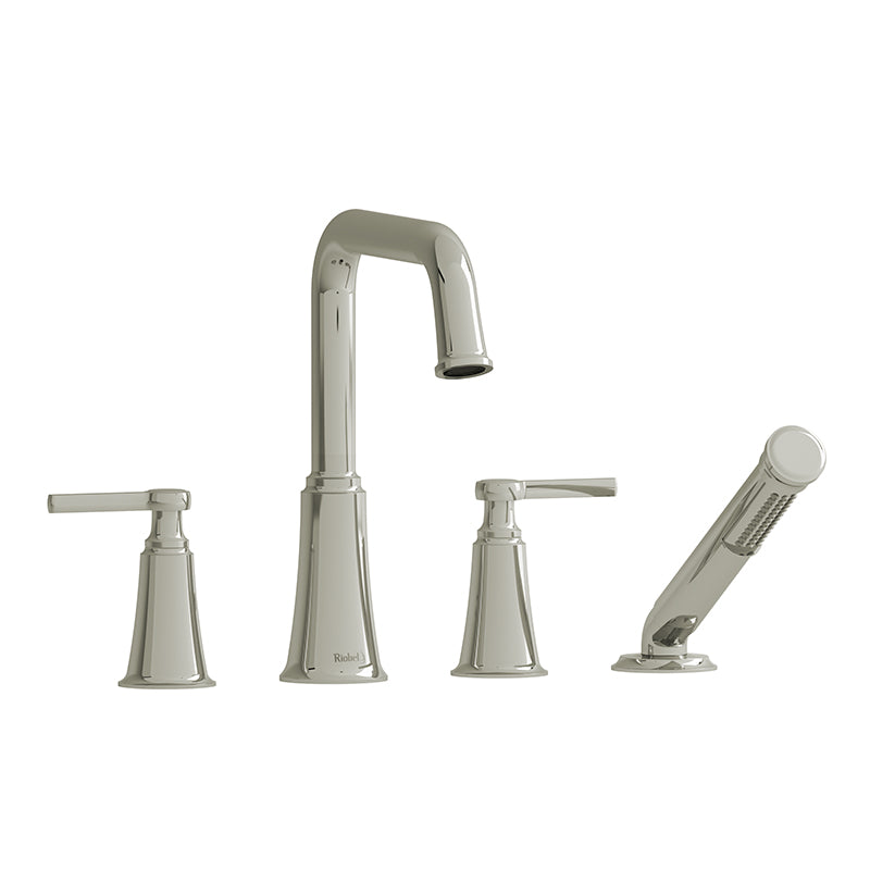 Riobel MMSQ12LPN- 4-piece deck-mount tub filler with hand shower | FaucetExpress.ca