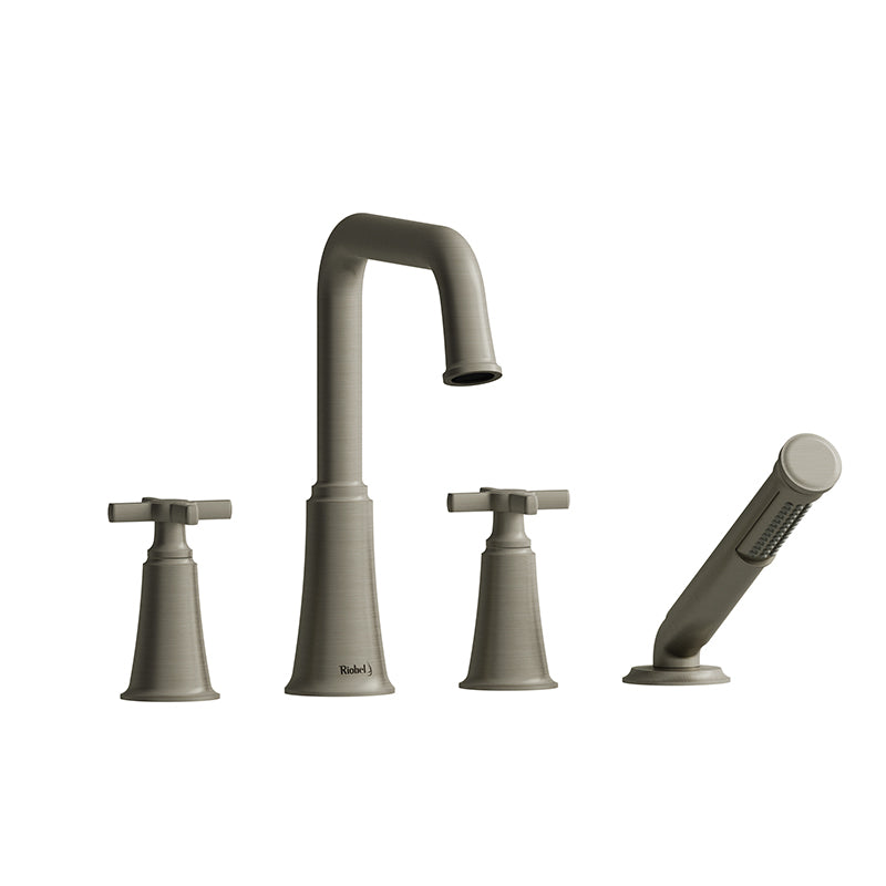 Riobel MMSQ12+BN- 4-piece deck-mount tub filler with hand shower | FaucetExpress.ca