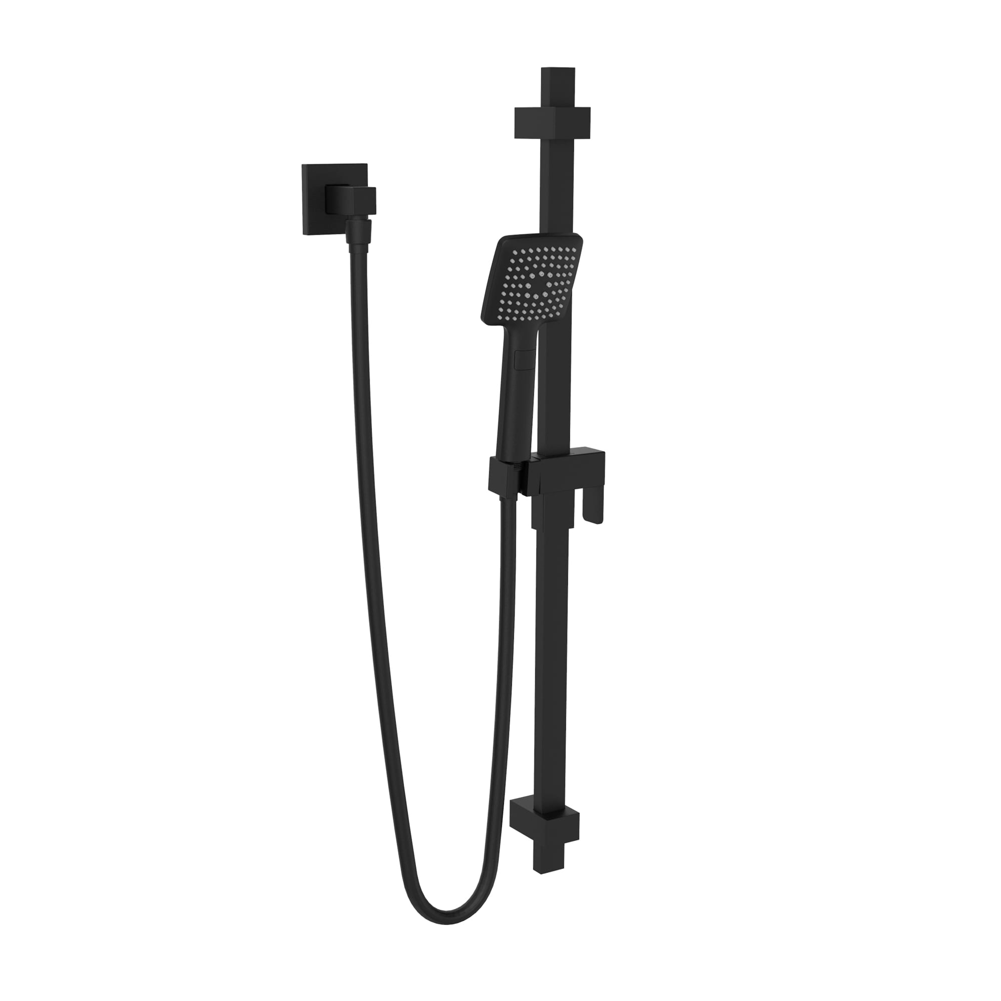 Bélanger B90-831MB- Sliding Bar Kit (Square) With Dual Function Hand Shower, Water Supply Elbow And Flexible Hose