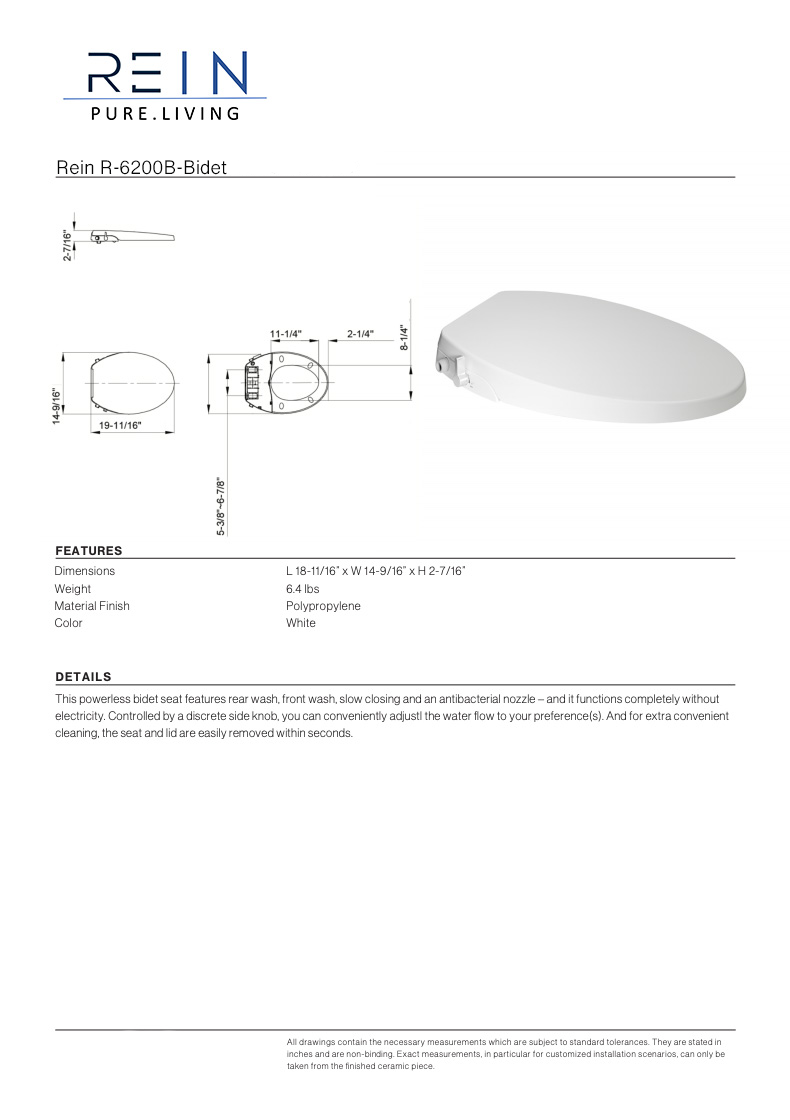 Rein R-6200B- Bidet - FaucetExpress.ca