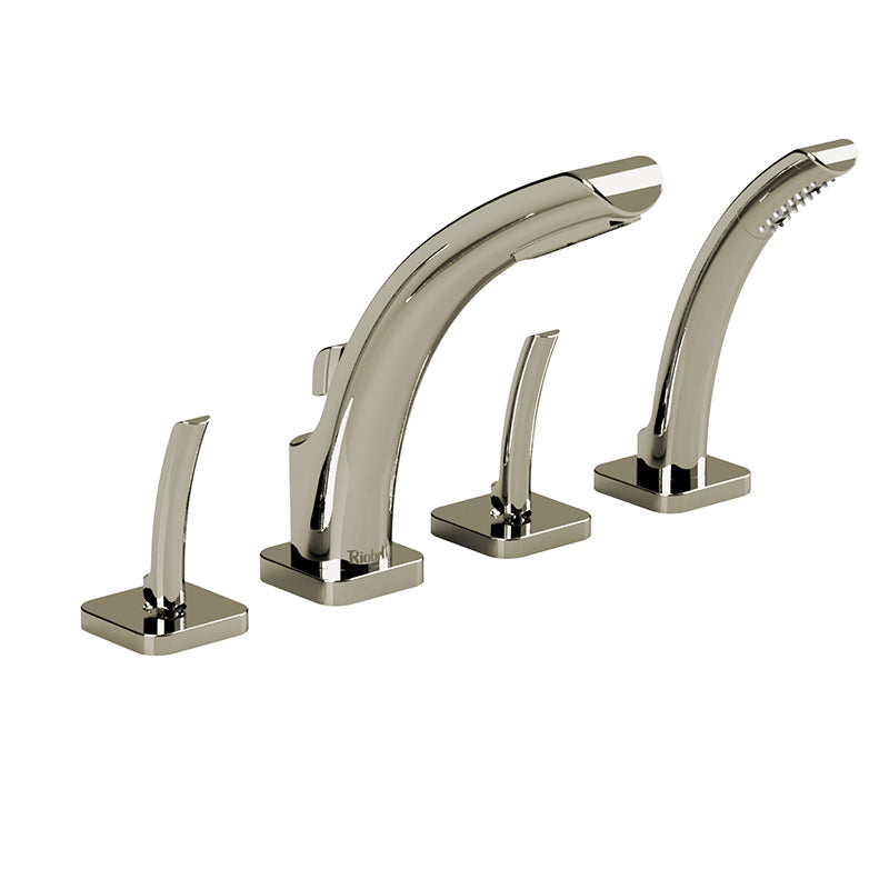 Riobel SA12PN- 4-piece deck-mount tub filler with hand shower | FaucetExpress.ca