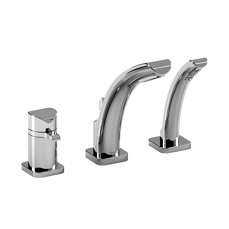 Riobel SA17C- 3-piece Type T/P (thermostatic/pressure balance) coaxial deck-mount tub filler with hand shower | FaucetExpress.ca
