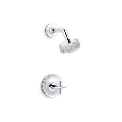 Kohler TS14422-3G-CP- Purist® Rite-Temp® shower trim with cross handle and 1.75 gpm showerhead | FaucetExpress.ca