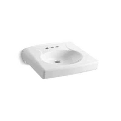 Kohler 1997-4N-0- Brenham Wall-mounted or concealed carrier arm mounted commercial bathroom sink with 4'' centerset faucet holes and no overflow | FaucetExpress.ca