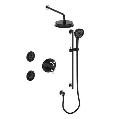 Vogt SET.Z3.320.710.CB- Zehn 3-Way Thermostatic Set with Jets Chrome Matte Black