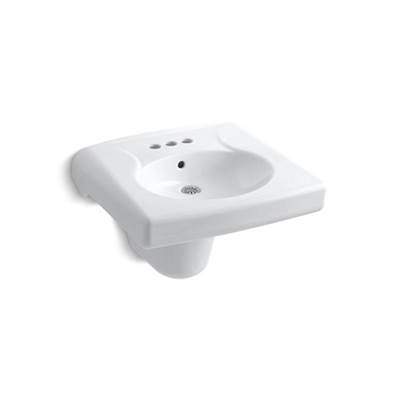 Kohler 1999-4-0- Brenham Wall-mounted or concealed carrier arm mounted commercial bathroom sink with 4'' centerset faucet holes and shroud | FaucetExpress.ca