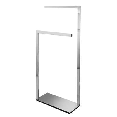 Laloo 9016 PS- Double Bar Floor Towel Stand - Polished Stainless | FaucetExpress.ca