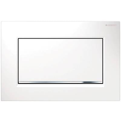 Geberit 115.893.KJ.1- Geberit actuator plate Sigma30 for stop-and-go flush, screwable: white / bright chrome / white | FaucetExpress.ca