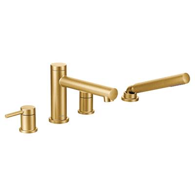 Moen T394BG- Align 2-Handle Deck Mount Roman Tub Faucet Trim Kit with Hand shower in Brushed Gold (Valve Not Included)