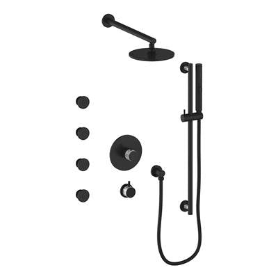 Vogt SET.DA.141.810.CB- Drava Thermostatic Shower Set with Exposed Body Jets 3/4' Chrome Matte Black
