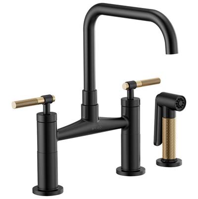 Brizo 62553LF-BLGL- Square Spout Bridge, Knurled Handle | FaucetExpress.ca