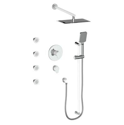 Vogt SET.LN.141.810.CW- Thermostatic Shower Set with Exposed Body Jets 3/4' Chrome Glossy White
