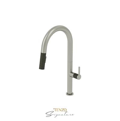 Tenzo CA130-SS-MB - Single-Handle Kitchen Faucet Calozy With Pull-Down & 2-Function Hand Shower Stainless Steel / Matte Black