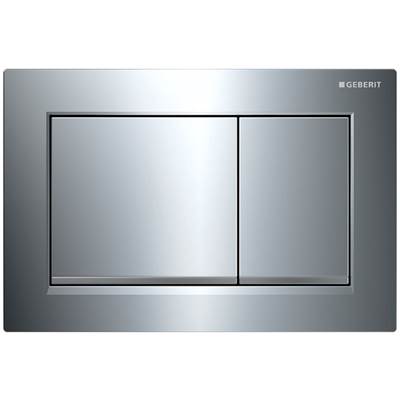 Geberit 115.080.KH.1- Geberit actuator plate Omega30 for dual flush: bright chrome / matt chrome / bright chrome | FaucetExpress.ca