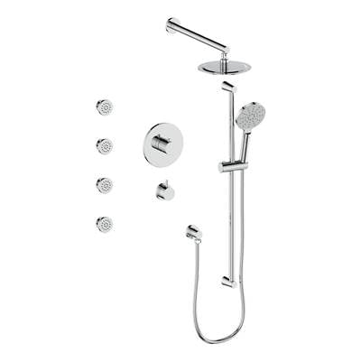 Vogt SET.WL.141.818.CC- Worgl Thermostatic Shower System with Exposed Body Jets - 8' Ceiling Arm 3/4' Chrome