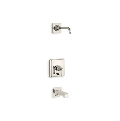 Kohler T13133-4AL-SN- Pinstripe® Pure Rite-Temp® bath and shower trim set with push-button diverter and lever handle, less showerhead | FaucetExpress.ca