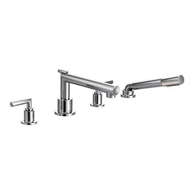 Moen TS93004- Arris 2-Handle Deck Mount Modern Roman Tub Faucet Trim Kit, Valve Required, Including Single Function Handshower, Chrome