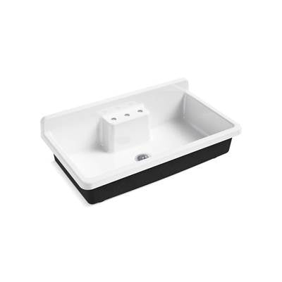 Kohler 21103-3HP5-0- Farmstead® 45'' x 25'' x 9'' top-mount/wall-mount kitchen sink with three faucet holes, black underside | FaucetExpress.ca