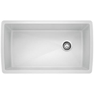 Blanco 401630- DIAMOND U Super Single Undermount Sink, SILGRANIT®, White | FaucetExpress.ca
