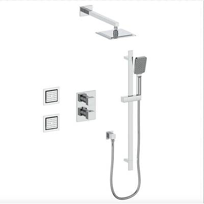 Vogt SET.KG.320.710.BN- Kapfenberg 3-Way Thermostatic Shower Set with Body Jets Brushed Nickel