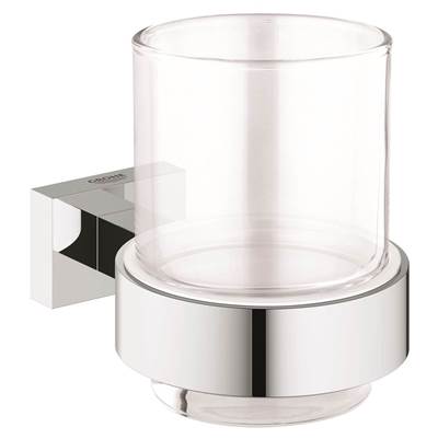 Grohe 40755001- Essentials Cube Glass Cup with Holder | FaucetExpress.ca