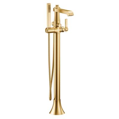 Moen S931BG- Flara One-Handle Freestanding Floor Mount Tub Filler with Handshower, Brushed Gold