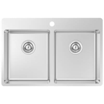 Zomodo LUC200T-K2- Deluxe Kit - Lucia Double 50/50 Sink And Accessory Kit - Tap Ledge, 18ga, R15 (inc: bottom grids And cutting board/colander combo) - FaucetExpress.ca