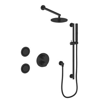 Vogt SET.DA.320.710.MB- Drava 3-Way Thermostatic Shower Set with Body Jets Matte Black