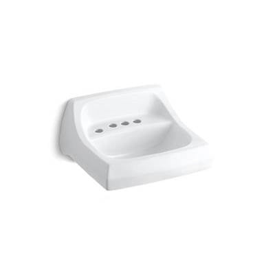 Kohler 2005-L-0- Kingston 21-1/4'' x 18-1/8'' wall-mount/concealed arm carrier bathroom sink with 4'' centerset faucet holes and left-hand soap dispenser hole | FaucetExpress.ca