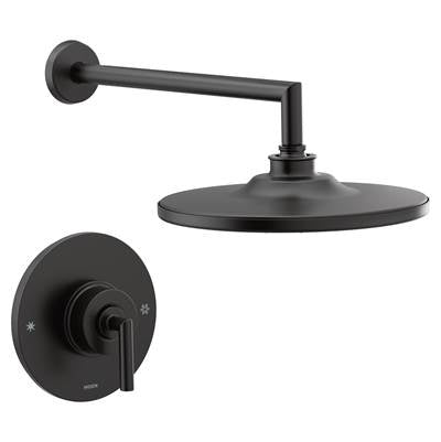 Moen TS22002BL- Arris Posi-Temp Pressure Balancing Modern Shower Trim Kit with 10-Inch Rainshower, Valve Required, Matte Black