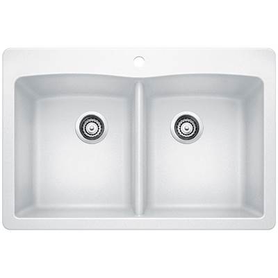 Blanco 400055- DIAMOND 210 Double Bowl Drop-in Sink, SILGRANIT®, White | FaucetExpress.ca