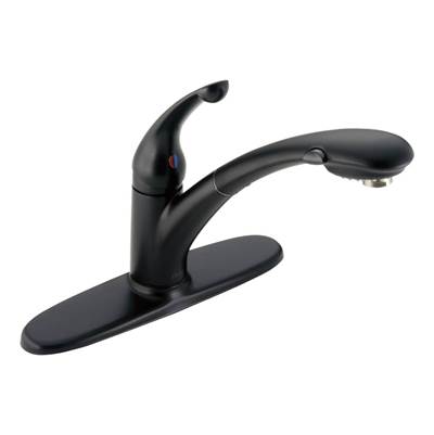 Delta 470-BL-DST- Signature Pull-Out Kitchen Faucet W/Dst | FaucetExpress.ca