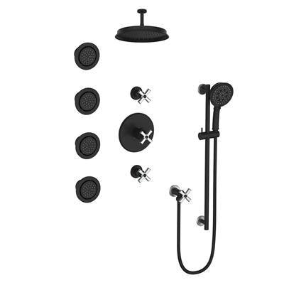 Vogt SET.Z4.142.934.SB- Zehn Thermostatic Set with In-Wall Jets - 4' Ceiling Arm 3/4' Stainless Steel Matte Black