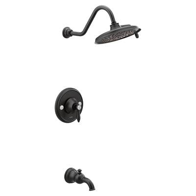 Moen TS32104EPBL- Weymouth Posi-Temp Tub and Shower Trim Kit, Valve Required, including 9-Inch 2-Spray Eco-Performance Rainshower, Matte Black - FaucetExpress.ca