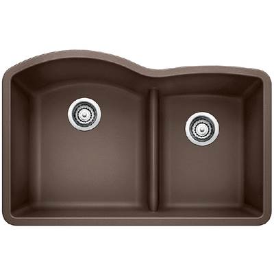 Blanco 401573- DIAMOND U 1 ¾ Low Divide Double Bowl Sink, Café | FaucetExpress.ca