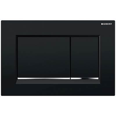 Geberit 115.883.KM.1- Geberit actuator plate Sigma30 for dual flush: black / bright chrome / black | FaucetExpress.ca