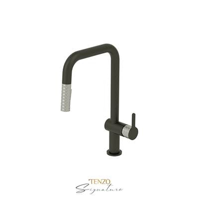 Tenzo CA131-MB-SS - Single-Handle Kitchen Faucet Calozy With Pull-Down & 2-Function Hand Shower Matte Black / Stainless Steel