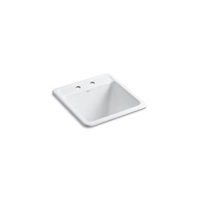 Kohler 19022-2-0- Park Falls 21'' x 22'' x 13-3/4'' Top-mount/undermount utility sink with 2 faucet holes | FaucetExpress.ca