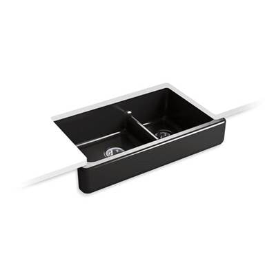 Kohler 6426-7- Whitehaven® 35-1/2'' x 21-9/16'' x 9-5/8'' Smart Divide® undermount double-bowl large/medium farmhouse kitchen sink | FaucetExpress.ca