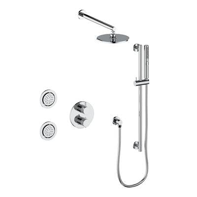 Vogt SET.DA.320.710.CC- Drava 3-Way Thermostatic Shower Set with Body Jets Chrome